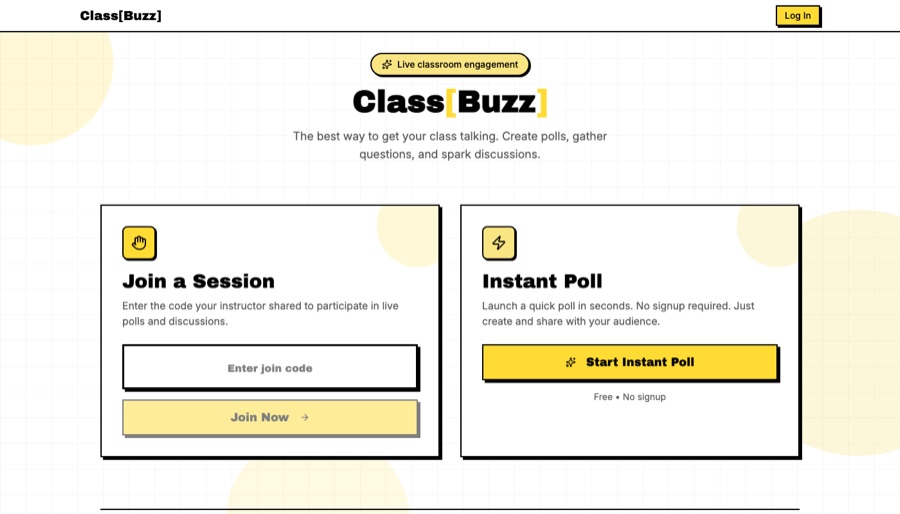 Class Buzz landing page